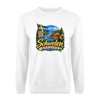 Schweden – Land der tausend Seen - Unisex Pullover - Weiß - Vorne - Alina (178cm) & Michal (187cm)