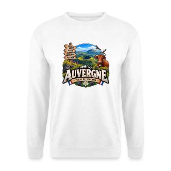 Auvergne – Land der Vulkane - Unisex Pullover - Weiß - Vorne - Alina (178cm) & Michal (187cm)