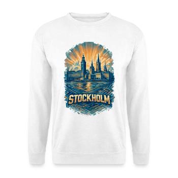 Stockholm Silhouette – Stolz meiner Heimat - Unisex Pullover - Weiß - Vorne - Alina (178cm) & Michal (187cm)