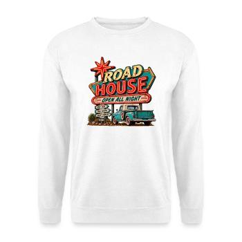 Vintage Road House Hot Rod Americana - Unisex Pullover - Weiß - Vorne - Alina (178cm) & Michal (187cm)