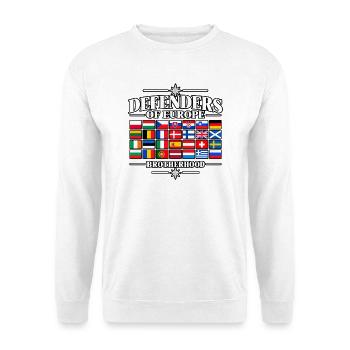 VERTEIDIGER EUROPAS - Unisex Pullover - Weiß - Vorne - Alina (178cm) & Michal (187cm)