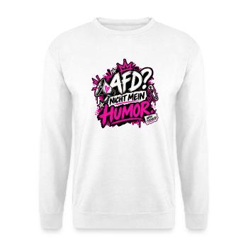 AfD? Nicht mein Humor - Unisex Pullover - Weiß - Vorne - Alina (178cm) & Michal (187cm)