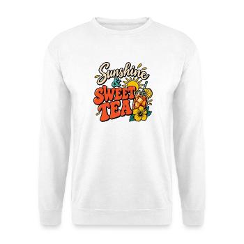 Sonnenschein- und Süßtee-Sommer-Design - Unisex Pullover - Weiß - Vorne - Alina (178cm) & Michal (187cm)