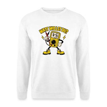 Watt willst du? – Freches Multimeter - Unisex Pullover - Weiß - Vorne - Alina (178cm) & Michal (187cm)