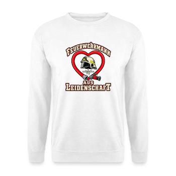 Feuerwehrmann aus Leidenschaft – Schlauchherz - Unisex Pullover - Weiß - Vorne - Alina (178cm) & Michal (187cm)