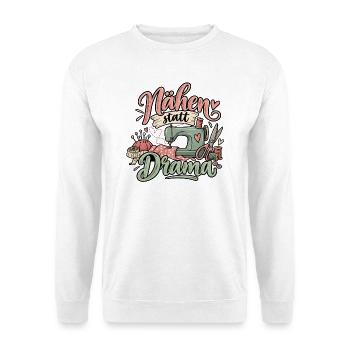 Nähen statt Drama - Unisex Pullover - Weiß - Vorne - Alina (178cm) & Michal (187cm)
