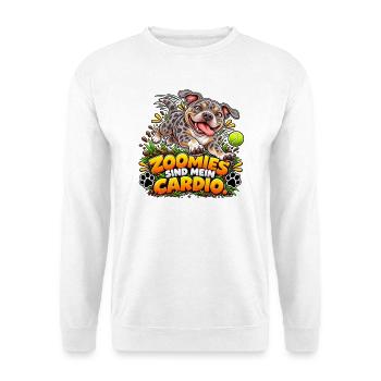 Zoomies sind mein Cardio - Unisex Pullover - Weiß - Vorne - Alina (178cm) & Michal (187cm)