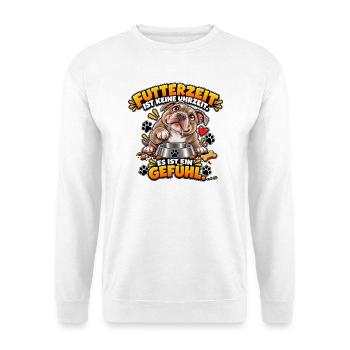 Futterzeit ist ein Gefühl - Unisex Pullover - Weiß - Vorne - Alina (178cm) & Michal (187cm)