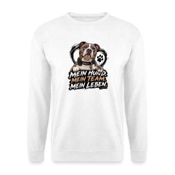 Listenhund mein Team fürs Leben - Unisex Pullover - Weiß - Vorne - Alina (178cm) & Michal (187cm)