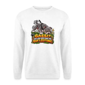 Gassi mit Schnüffelpause - Unisex Pullover - Weiß - Vorne - Alina (178cm) & Michal (187cm)