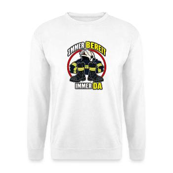 Feuerwehr – Immer bereit, immer da - Unisex Pullover - Weiß - Vorne - Alina (178cm) & Michal (187cm)