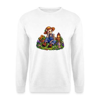 Skelettgärtner im Sonnenfeld - Unisex Pullover - Weiß - Vorne - Alina (178cm) & Michal (187cm)
