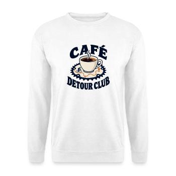Café Detour Club – Rennrad und Kaffeepause - Unisex Pullover - Weiß - Vorne - Alina (178cm) & Michal (187cm)