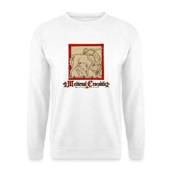 Mittelalterliches Krokodil (ca. 1250) - Unisex Pullover - Weiß - Vorne - Alina (178cm) & Michal (187cm)