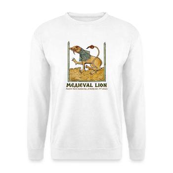 MITTELALTERLICHES LÖWEN-Ostslawisches Manuskript - Unisex Pullover - Weiß - Vorne - Alina (178cm) & Michal (187cm)