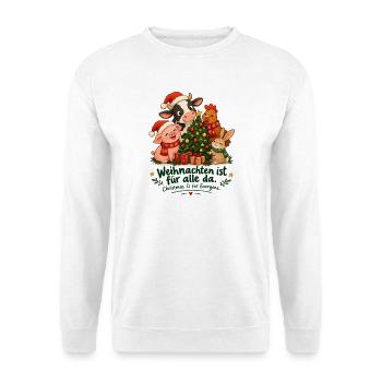 Weihnachten ist für alle da – Tierliebe - Unisex Pullover - Weiß - Vorne - Alina (178cm) & Michal (187cm)