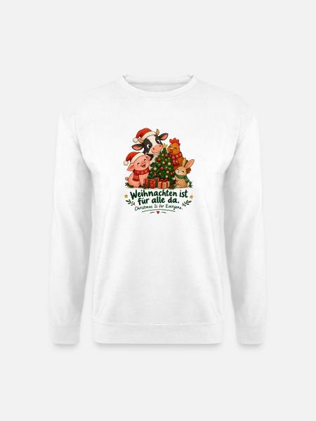 Weihnachten ist für alle da – Tierliebe - Unisex Pullover - Weiß