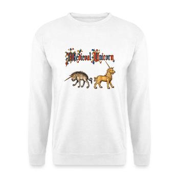 Mittelalterliche Einhörner - Unisex Pullover - Weiß - Vorne - Alina (178cm) & Michal (187cm)