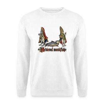 Mittelalterlicher Seeteufel - Unisex Pullover - Weiß - Vorne - Alina (178cm) & Michal (187cm)