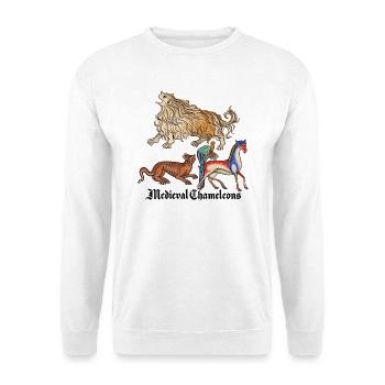 Mittelalterliche Chamäleons - Unisex Pullover - Weiß - Vorne - Alina (178cm) & Michal (187cm)