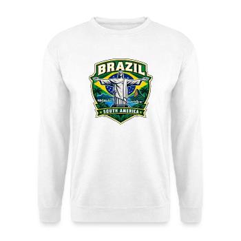 Brazil Pride Emblem | Der Retter Rio - Unisex Pullover - Weiß - Vorne - Alina (178cm) & Michal (187cm)