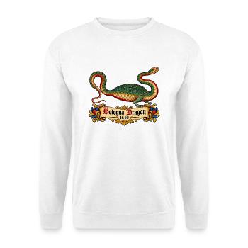 Bologna-Drache (1640) - Unisex Pullover - Weiß - Vorne - Alina (178cm) & Michal (187cm)