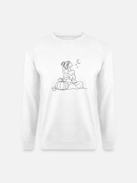 Frau Silhouette Illustration Einstrichzeichnung - Unisex Pullover - Weiß