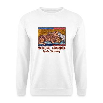 Mittelalterliches Krokodil-Russland, 15. Jahrhundert - Unisex Pullover - Weiß - Vorne - Alina (178cm) & Michal (187cm)
