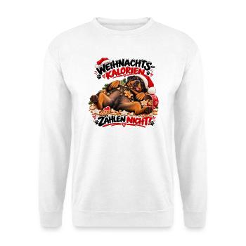 Rottweiler Weihnachtskalorien zählen nicht - Unisex Pullover - Weiß - Vorne - Alina (178cm) & Michal (187cm)