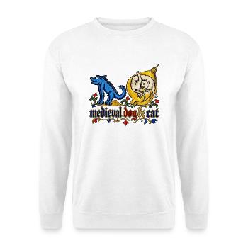 Mittelalterliche Hunde und Katzen - Unisex Pullover - Weiß - Vorne - Alina (178cm) & Michal (187cm)