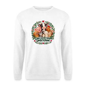 Liebe macht keinen Unterschied – Tierliebe & Tiers - Unisex Pullover - Weiß - Vorne - Alina (178cm) & Michal (187cm)