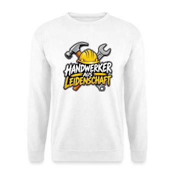 Handwerker aus Leidenschaft – Handwerker Design - Unisex Pullover - Weiß - Vorne - Alina (178cm) & Michal (187cm)