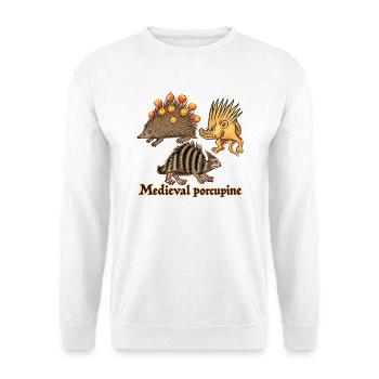 Stachelschwein-Mittelalter-Trio - Unisex Pullover - Weiß - Vorne - Alina (178cm) & Michal (187cm)