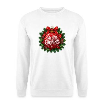 Frohe Weihnachten – Rote Weihnachtskugel - Unisex Pullover - Weiß - Vorne - Alina (178cm) & Michal (187cm)