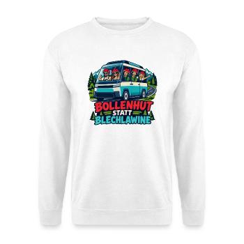 Bollenhut Busreise Abenteuer - Unisex Pullover - Weiß - Vorne - Alina (178cm) & Michal (187cm)