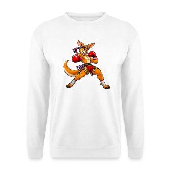 Muay Thai Känguru - Unisex Pullover - Weiß - Vorne - Alina (178cm) & Michal (187cm)