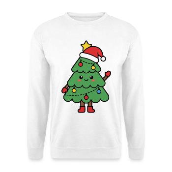 Süßer Kawaii-Elf, winkender Weihnachtself, süßes Weihnachten - Unisex Pullover - Weiß - Vorne - Alina (178cm) & Michal (187cm)
