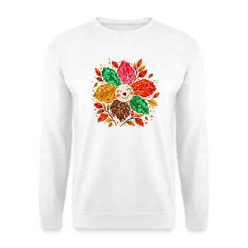 Fröhliche Herbstblume – Bunte Blattblütenblätter - Unisex Pullover - Weiß - Vorne - Alina (178cm) & Michal (187cm)
