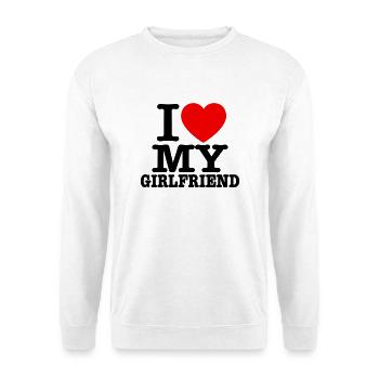 I love my girlfriend  - Unisex Pullover - Weiß - Vorne - Alina (178cm) & Michal (187cm)