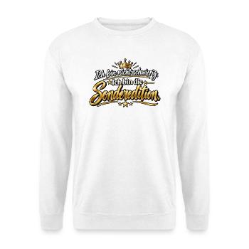 Ich bin die Sonderedition – Lustiger Spruch - Unisex Pullover - Weiß - Vorne - Alina (178cm) & Michal (187cm)