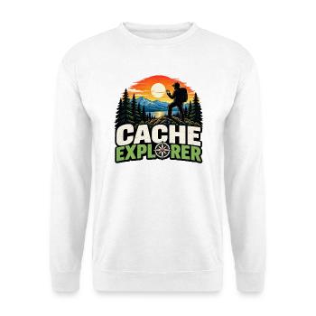 Cache Explorer - Unisex Pullover - Weiß - Vorne - Alina (178cm) & Michal (187cm)