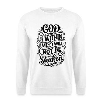 I_will_not_be_shaken - Unisex Pullover - Weiß - Vorne - Alina (178cm) & Michal (187cm)