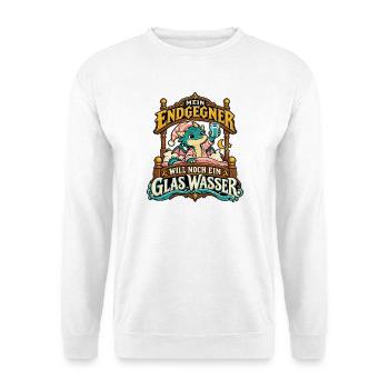 Endgegner Schlafdrache Glas Wasser - Unisex Pullover - Weiß - Vorne - Alina (178cm) & Michal (187cm)