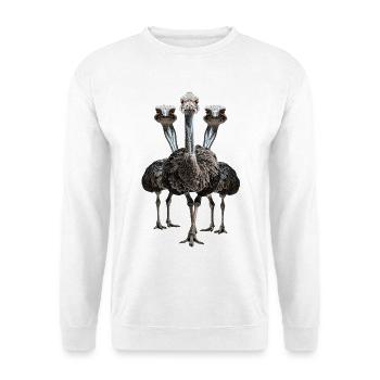 Vogelstrauss - Unisex Pullover - Weiß - Vorne - Alina (178cm) & Michal (187cm)