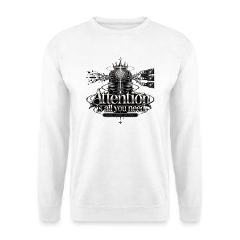 Attention – Quietly in Control - Unisex Pullover - Weiß - Vorne - Alina (178cm) & Michal (187cm)
