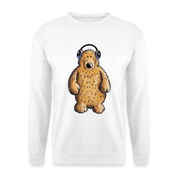 Lustiger Musik Bär - Teddy - Kopfhörer - Fun - Unisex Pullover - Weiß - Vorne