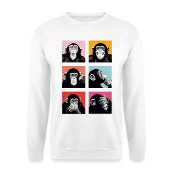 Pop-Art Affe Farbexplosion - Unisex Pullover - Weiß - Vorne