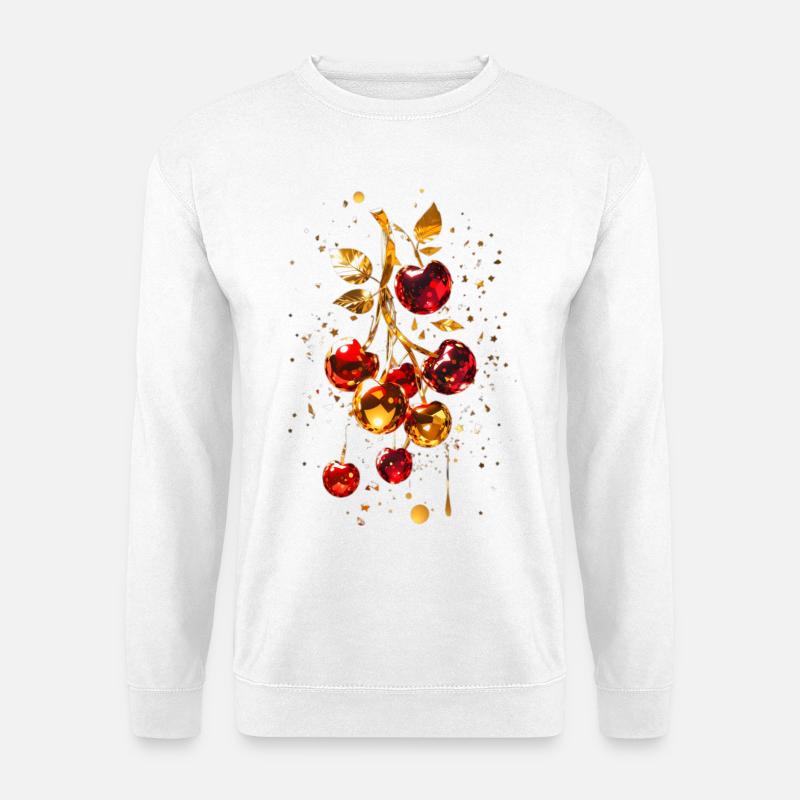 Kirschen mit Gold - Unisex Pullover - Weiß