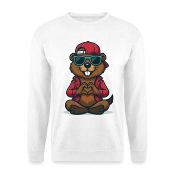 Cooler Herz-Biber - Unisex Pullover - Weiß - Vorne