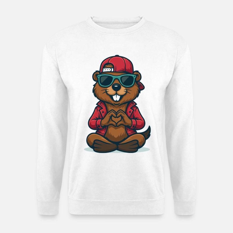 Cooler Herz-Biber - Unisex Pullover - Weiß